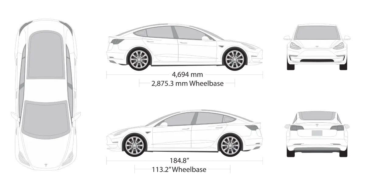 Tesla Model 3 2021 - Vehicle Outline